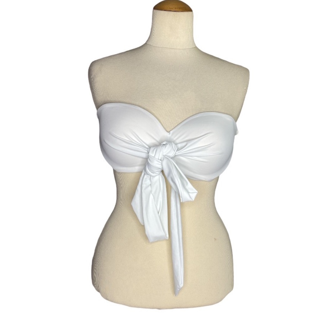 PINK Victoria's Secret White Tie Front Swim Top